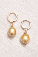 Load image into Gallery viewer, gold-plated hoops hand-painted freshwater pearls