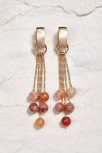Load image into Gallery viewer, ALILA 18K dipped gold tassled red agate gemstone earrings handmade brazilian jewelry