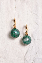 Load image into Gallery viewer, ALILA 18K gold plated hoops, Brazilian malachite gems earrings