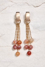 Load image into Gallery viewer, ALILA 18K dipped gold tassled red agate gemstone earrings handmade brazilian jewelry
