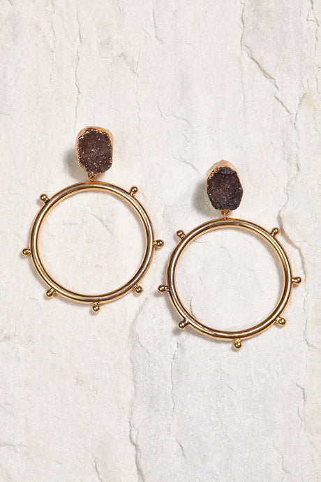 ALILA Brazilian 18K gold dipped amethyst stone circular earrings