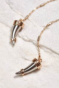 ALILA Brazilian 18K gold dipped elegant chain hanging horn earrings