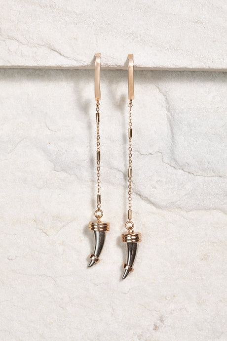 ALILA Brazilian 18K gold dipped elegant chain hanging horn earrings