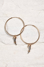 Load image into Gallery viewer, ALILA Brazilian 18K gold dipped hoops with horn charm
