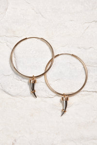 ALILA Brazilian 18K gold dipped hoops with horn charm