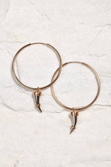 ALILA Brazilian 18K gold dipped hoops with horn charm