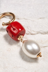 ALILA 18K gold plated Brazilian Coral gemstone pearl earrings