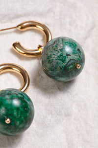 ALILA 18K gold plated Brazilian malachite gem earrings