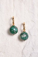 Load image into Gallery viewer, ALILA 18K gold plated hoops, Brazilian malachite gems earrings
